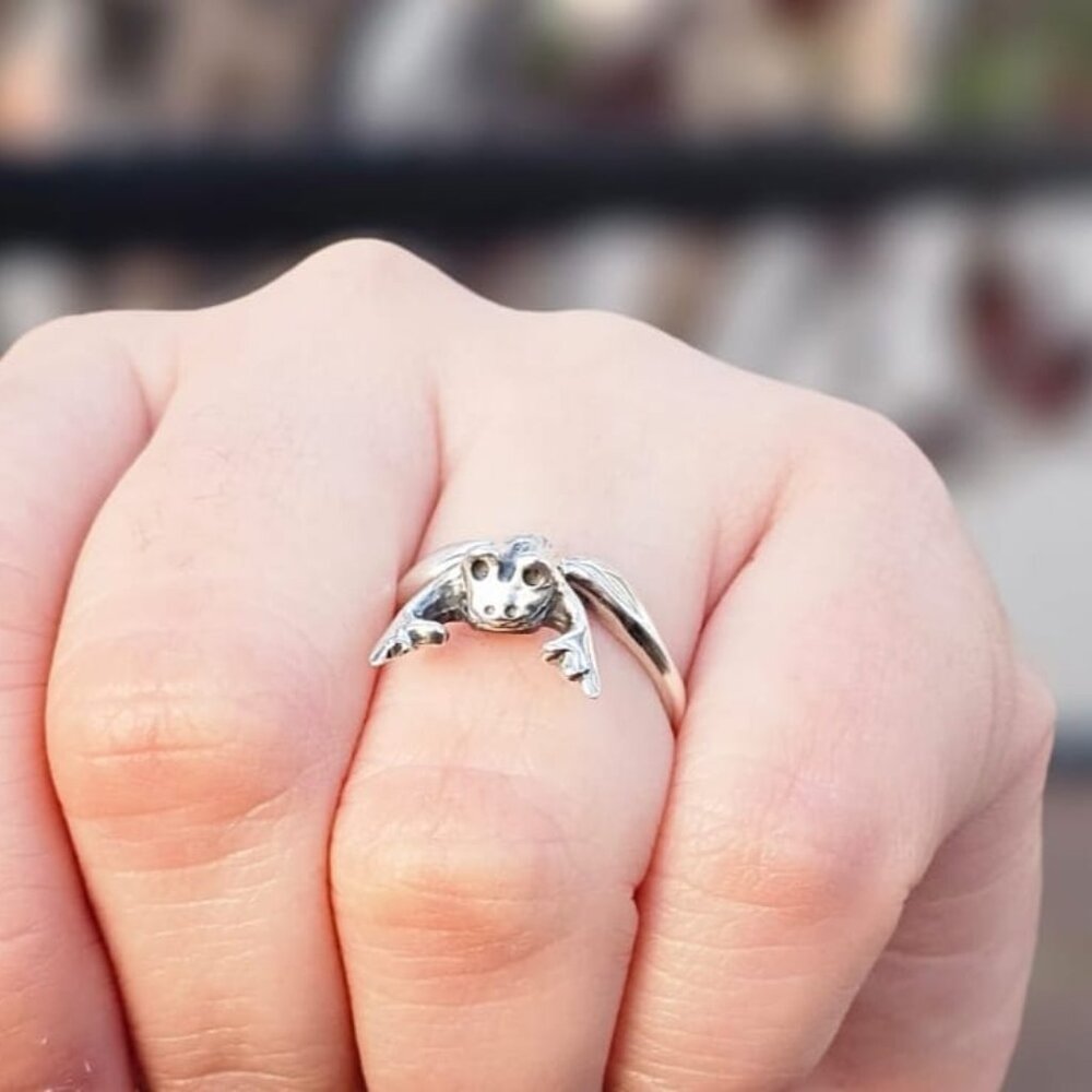 FREE SHIP 925 Sterling Silver Frog Animal Shape Ring Size 8